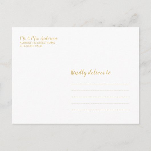 De moderne Witte en Gouden Band van het Manuscript Aankondigingskaart (Achterkant)