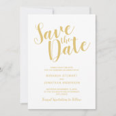 De moderne Witte en Gouden Band van het Manuscript Save The Date (Voorkant)