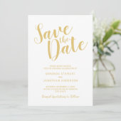 De moderne Witte en Gouden Band van het Manuscript Save The Date (Staand voorkant)