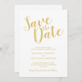 De moderne Witte en Gouden Band van het Manuscript Save The Date (Voorkant / Achterkant)