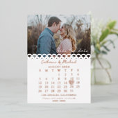 De moderne witte kalender van de Foto van de Lezin Folie Uitnodiging (Staand Voorkant)