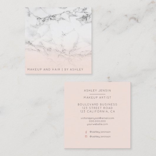 De moderne witte marmeren beroeps van de vierkante visitekaartje (Voorkant / Achterkant)