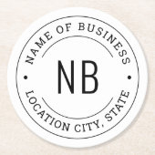 De moderne Witte Naam Bedrijfs van de Douane Ronde Kartonnen Onderzetter (Voorkant)