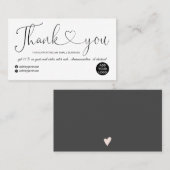 De moderne witte orde van het manuscripthart dank  visitekaartje (Voorkant / Achterkant)