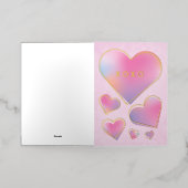 De moderne XOXO Gradient Hearts Valentijnsdag Folie Wenskaart (Buiten Laag)