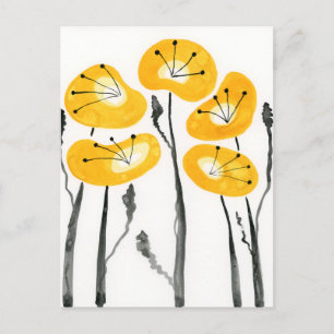 De moderne Yellow Poppies Waterverf Bloemen Briefk Briefkaart