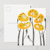 De moderne Yellow Poppies Waterverf Bloemen Briefk Briefkaart (Voorkant / Achterkant)