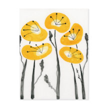 De moderne Yellow Poppies Waterverf Bloemen Briefk