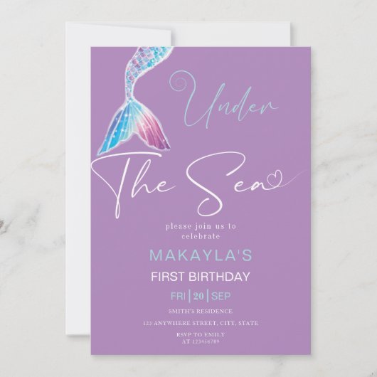 De moderne zeemeermin onder het Zee Verjaardagsuit Kaart (Voorkant)