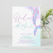 De moderne zeemeermin onder het Zee Verjaardagsuit Kaart (Staand voorkant)