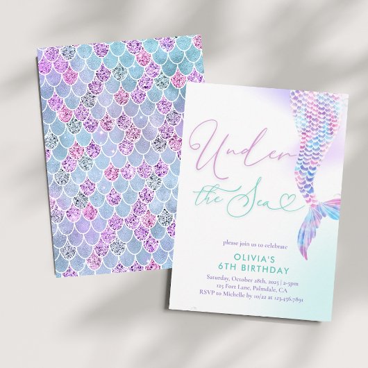 De moderne zeemeermin onder het Zee Verjaardagsuit Kaart