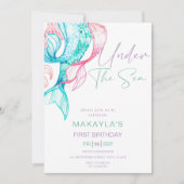 De moderne zeemeermin onder het Zee Verjaardagsuit Kaart (Voorkant)