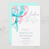 De moderne zeemeermin onder het Zee Verjaardagsuit Kaart (Voorkant / Achterkant)