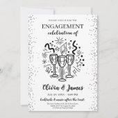 De moderne zwart-wit verlovingen kaart (Voorkant)