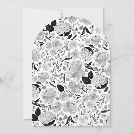 De moderne zwart-witte Waterverf Bloemenboog Kaart (Achterkant)