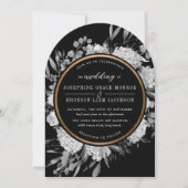 De moderne zwart-witte Waterverf Bloemenboog Kaart (Voorkant)