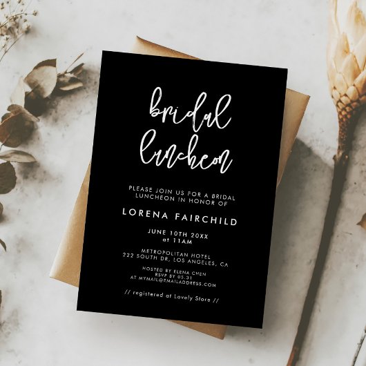 De moderne zwarte Bridal luncheon Kaart