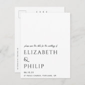 de moderne zwarte en witte elegant sparen de datum aankondigingskaart (Voorkant / Achterkant)