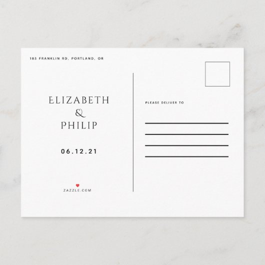 de moderne zwarte en witte elegant sparen de datum aankondigingskaart (Achterkant)