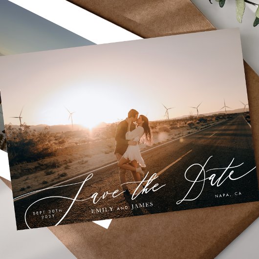 De moderne Zwarte en Witte Foto van de Code QR spa Save The Date