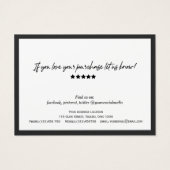 De moderne zwarte en witte manuscript QR de cadeau Visitekaartje (Achterkant)