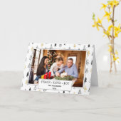 De moderne Zwarte & Gouden Foto van Kerstmis van Kaart (Gele Bloem)