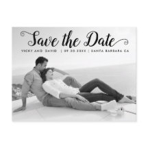 De moderne zwarte manuscriptbruiloft sparen de fot