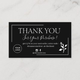 De moderne Zwarte manuscriptorde bedankt u Visitek Visitekaartje