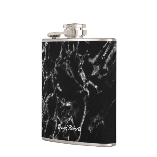 De moderne Zwarte Marmeren Naam van de Douane van Heupfles (Links)