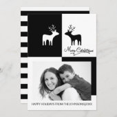 De moderne zwarte witte foto van herten Vrolijke Feestdagenkaart (Voorkant / Achterkant)