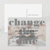 De moderne zwarte witte trouwfoto verandert de dat aankondigingskaart (Voorkant / Achterkant)