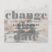 De moderne zwarte witte trouwfoto verandert de dat aankondigingskaart (Voorkant)