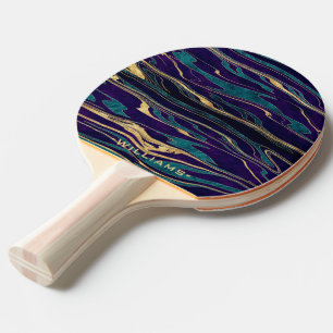 De modieuze gouden samenvatting marbleized tafeltennisbatje