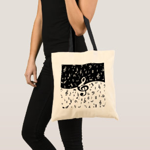 De modieuze Zwart-witte Golf van de G-sleutel Tote Bag