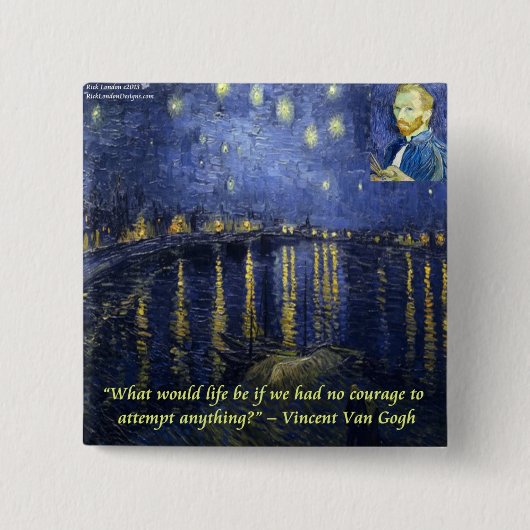 De moed van Vincent van Gogh Vierkante Button 5,1 Cm (Voorkant)