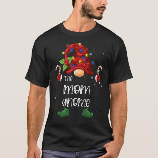 De moeder gnoom buffel geruite kerstboom licht t-shirt (Voorkant)