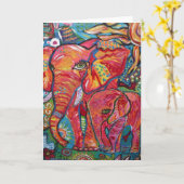 De Moeder & het Kind van de olifant Kaart (Gele Bloem)