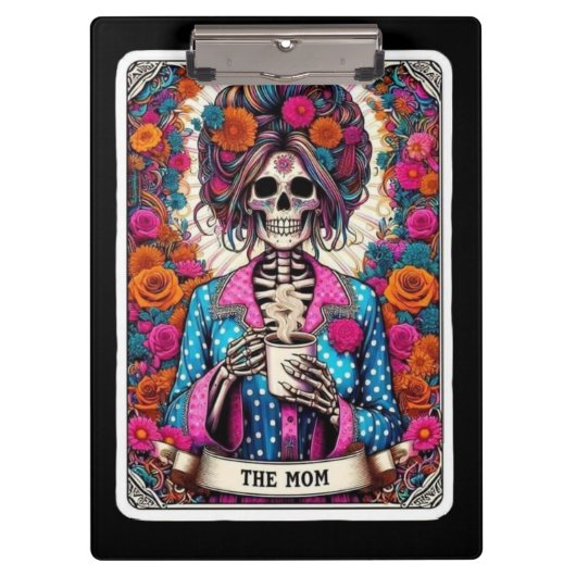 De Moeder Tarotkaart – Skeleton Heks Coffee Moeder Klembord (Voorkant)