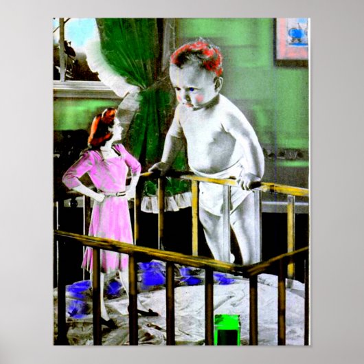 De moeder van 1940 en haar grote baby poster (Voorkant)