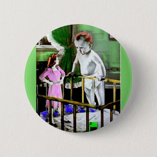 De moeder van 1940 en haar grote baby ronde button 5,7 cm (Voorkant)