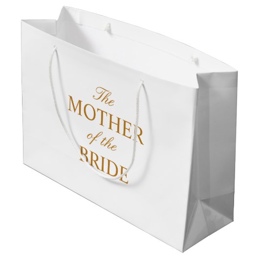De moeder van de bruid gouden witte geschenkzak groot cadeauzakje (Achterkant Gekanteld)