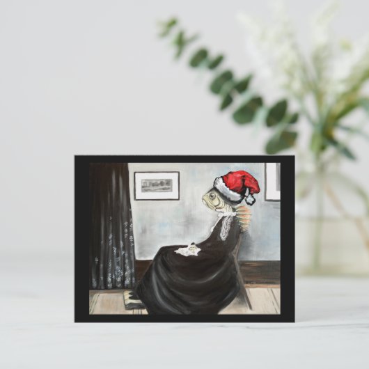 De Moeder van de fluiter als Vis met een Pet van Feestdagenkaart (Staand voorkant)