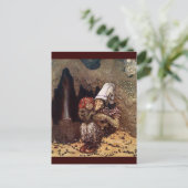 De Moeder van de sleeplijn naast een Kampvuur Briefkaart (Staand voorkant)