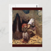 De Moeder van de sleeplijn naast een Kampvuur Briefkaart (Voorkant / Achterkant)