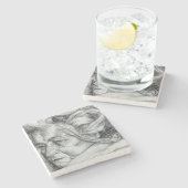 De moeder (van Umberto Boccioni) Stenen Onderzetter (Zijkant)