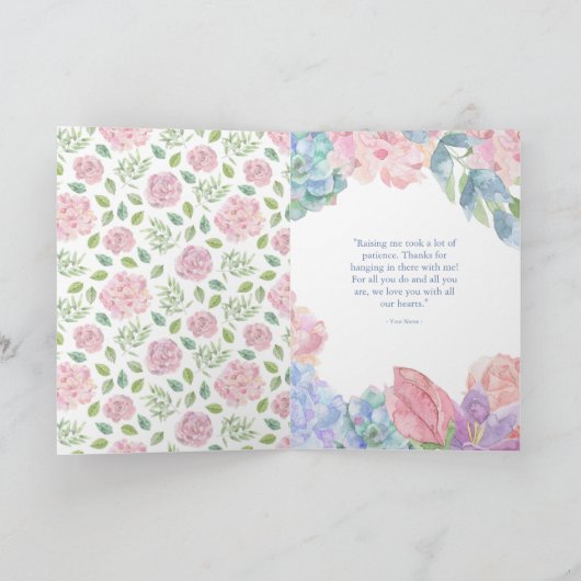 De Moederdag Floral Waterverf personaliseren Kaart (Binnen)