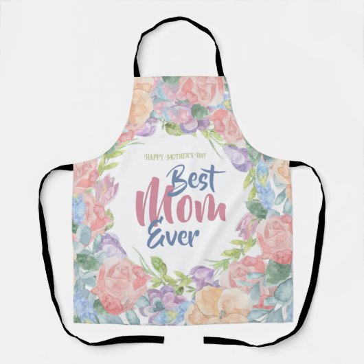 De Moederdag Floral Waterverf personaliseren Schort (Voorkant)