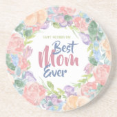 De Moederdag Floral Waterverf personaliseren Zandsteen Onderzetter (Voorkant)