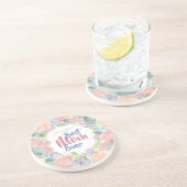 De Moederdag Floral Waterverf personaliseren Zandsteen Onderzetter (Zijkant)