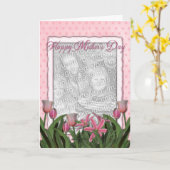 De moederdag - Roze Tulpen - voegt Uw Eigen Foto Kaart (Gele Bloem)